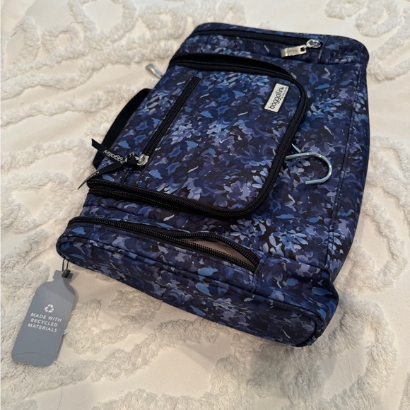 baggallini NEW Travel Toiletry Kit Foldable Cosmetic Bag blue floral abstract - Picture 3 of 6